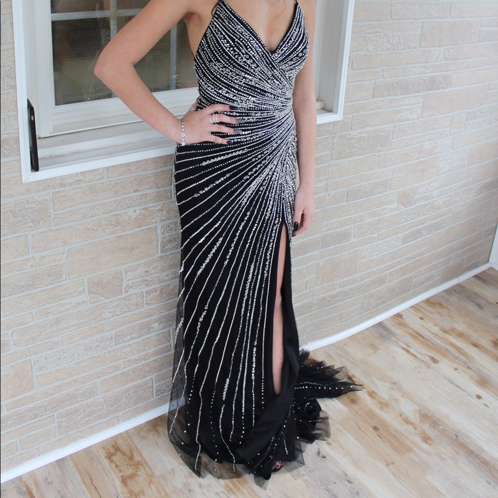 Black and Silver Prom Dress
